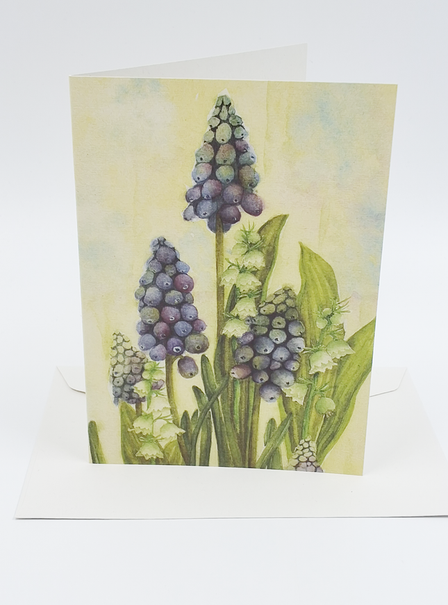 Wenskaart blauwe druifjes Muriël