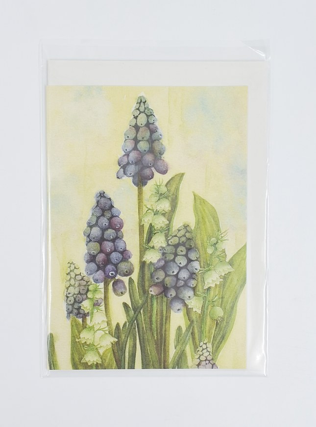 Wenskaart blauwe druifjes Muriël