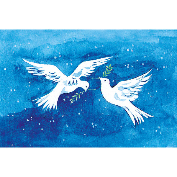 Wenskaart twee vredesduiven