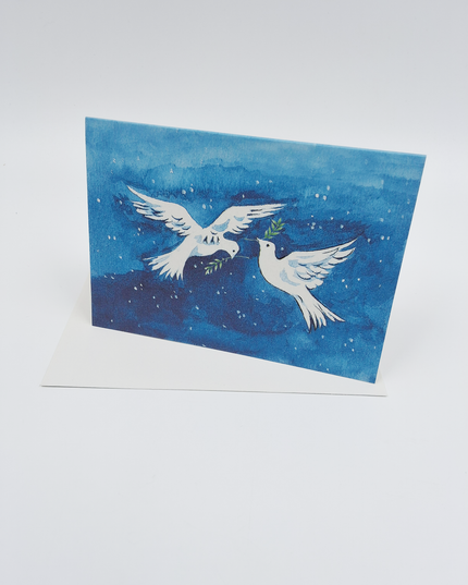 Wenskaart twee vredesduiven