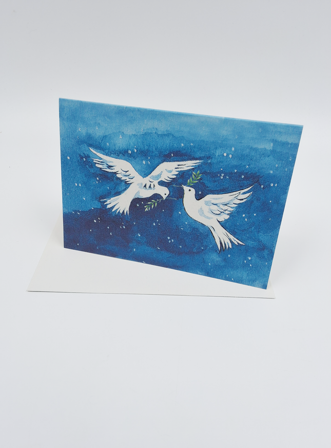 Wenskaart twee vredesduiven