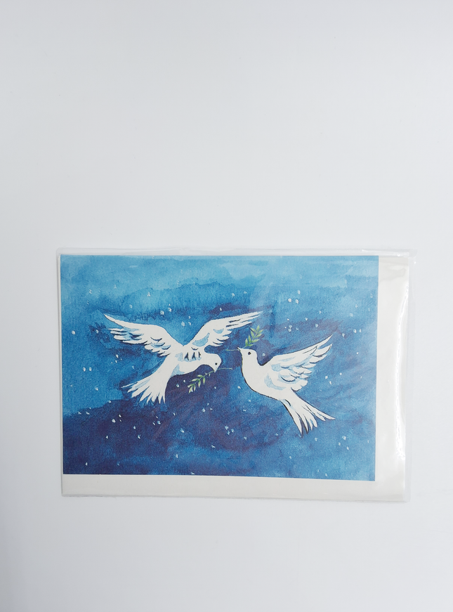 Wenskaart twee vredesduiven