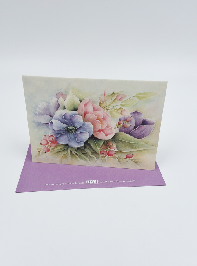 Wenskaart anemonen bessen