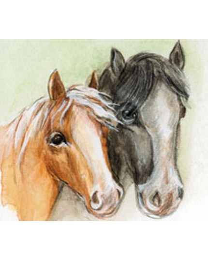 Wenskaart twee paardehoofden