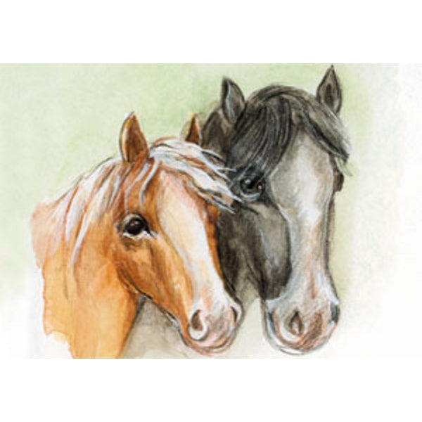 Wenskaart twee paardehoofden