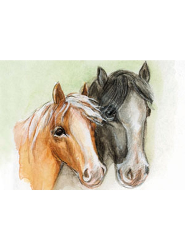 Wenskaart twee paardehoofden