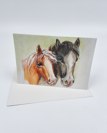 Wenskaart twee paardehoofden