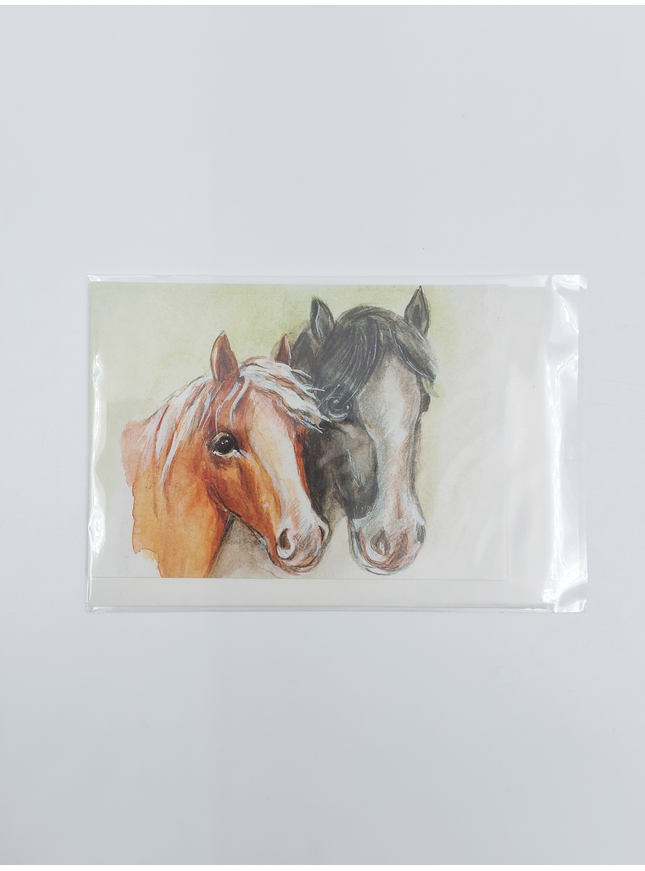 Wenskaart twee paardehoofden