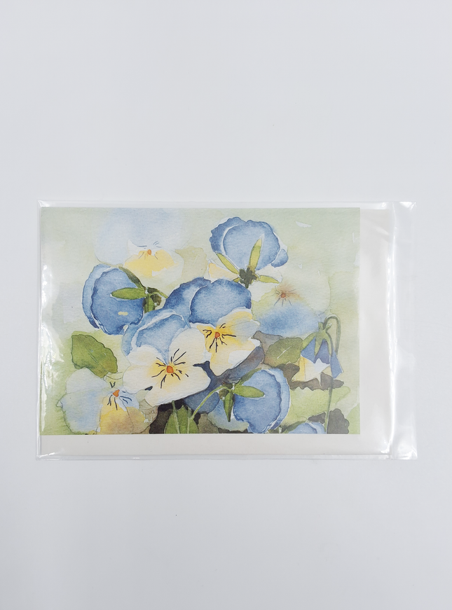 Wenskaart blauwe violen 1