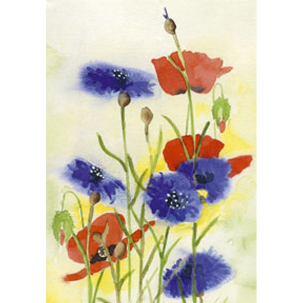 Wenskaart klaprozen korenbloem