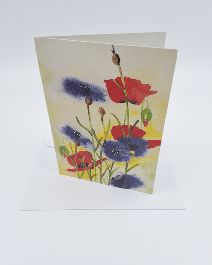 Wenskaart klaprozen korenbloem