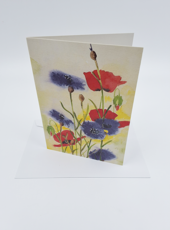 Wenskaart klaprozen korenbloem