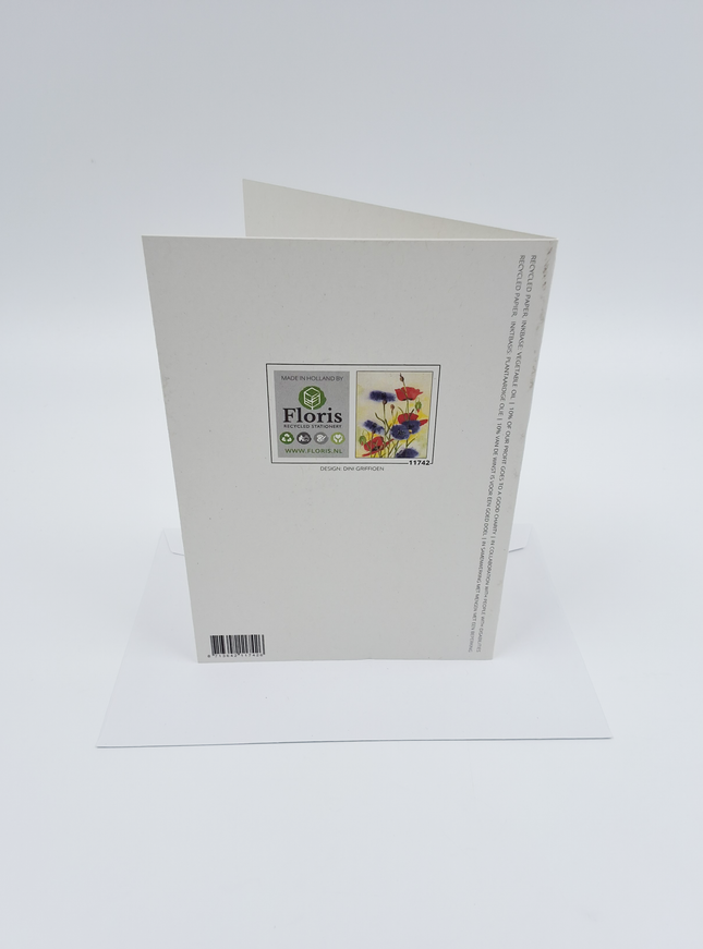 Wenskaart klaprozen korenbloem