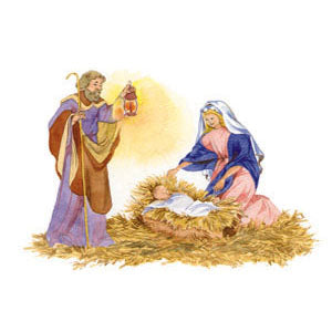 Kerstkaart Jozef en Maria kribbe