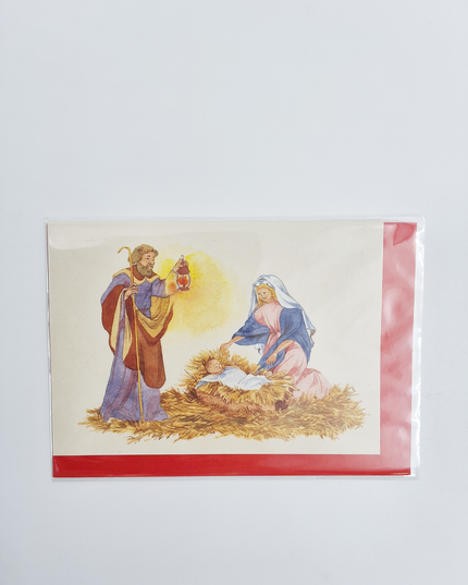 Kerstkaart Jozef en Maria kribbe