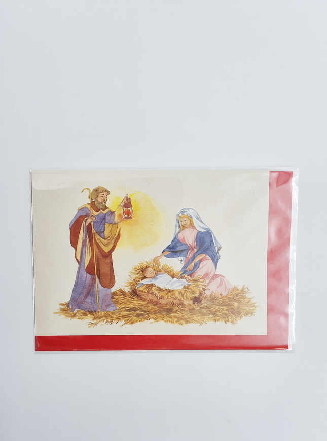 Kerstkaart Jozef en Maria kribbe