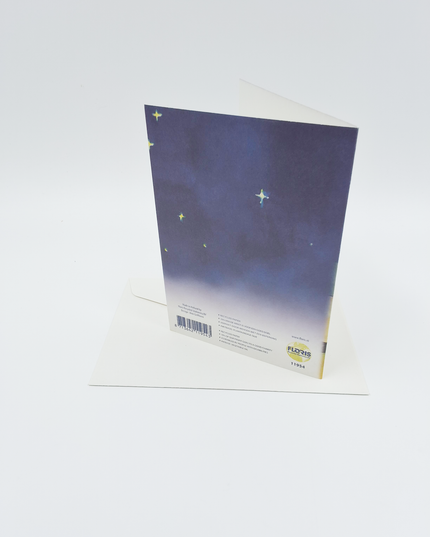 Kerstkaart herder kijkt naar wijzen