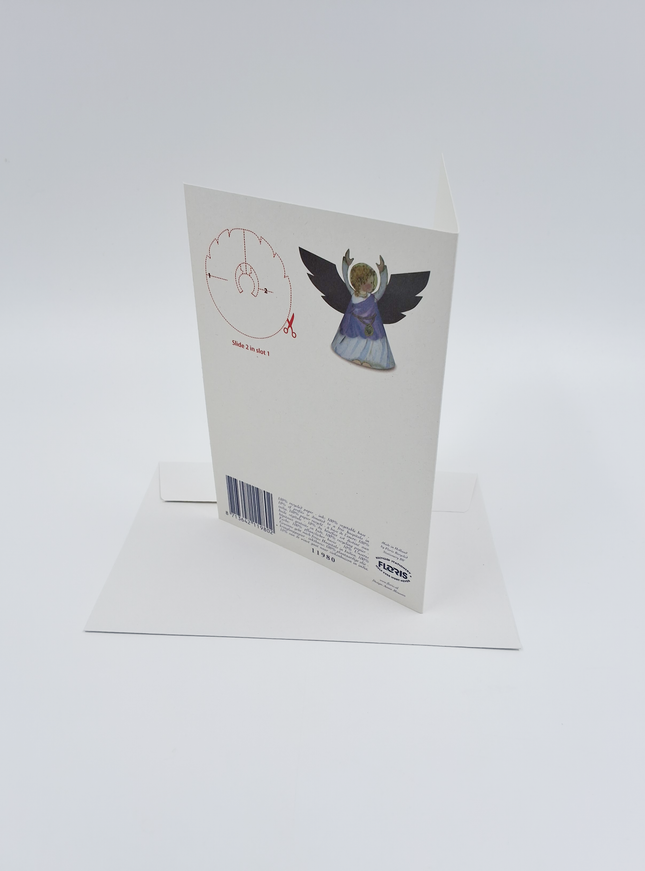 Wenskaart knipkaart engel paars "prettige kerst"