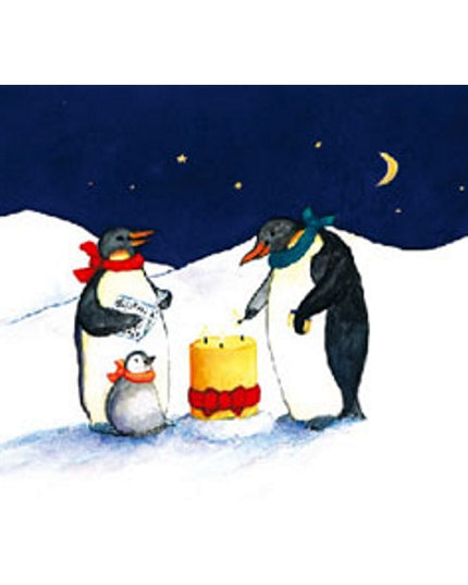 Wenskaart pinguïns kaars