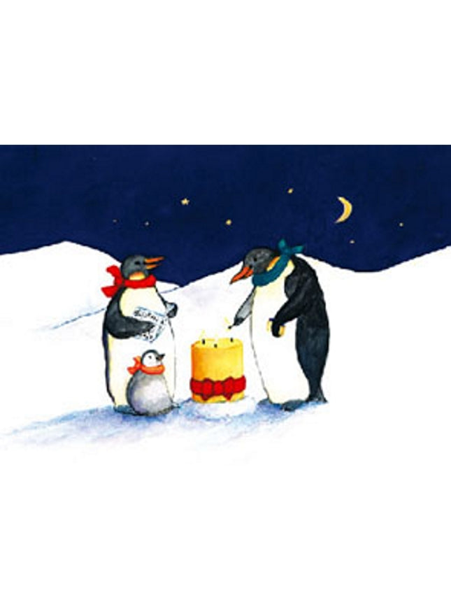 Penguin candle greeting card