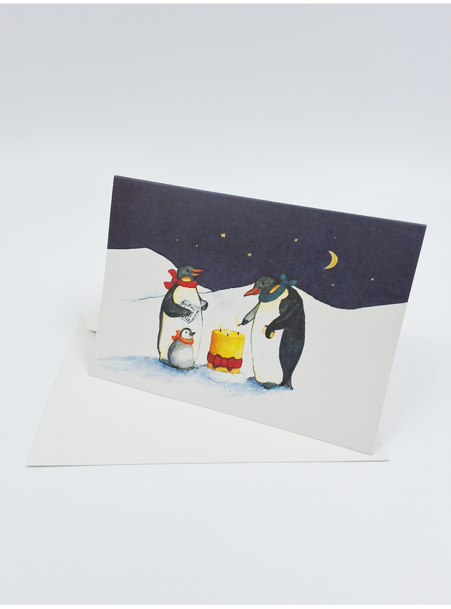 Penguin candle greeting card