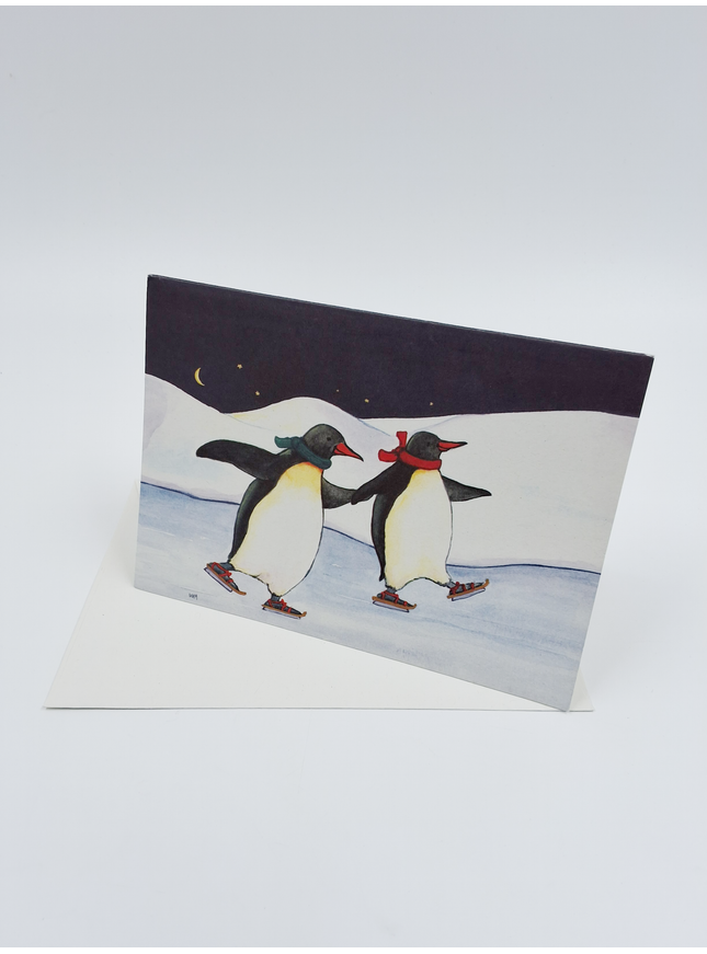 greeting card penguins skating