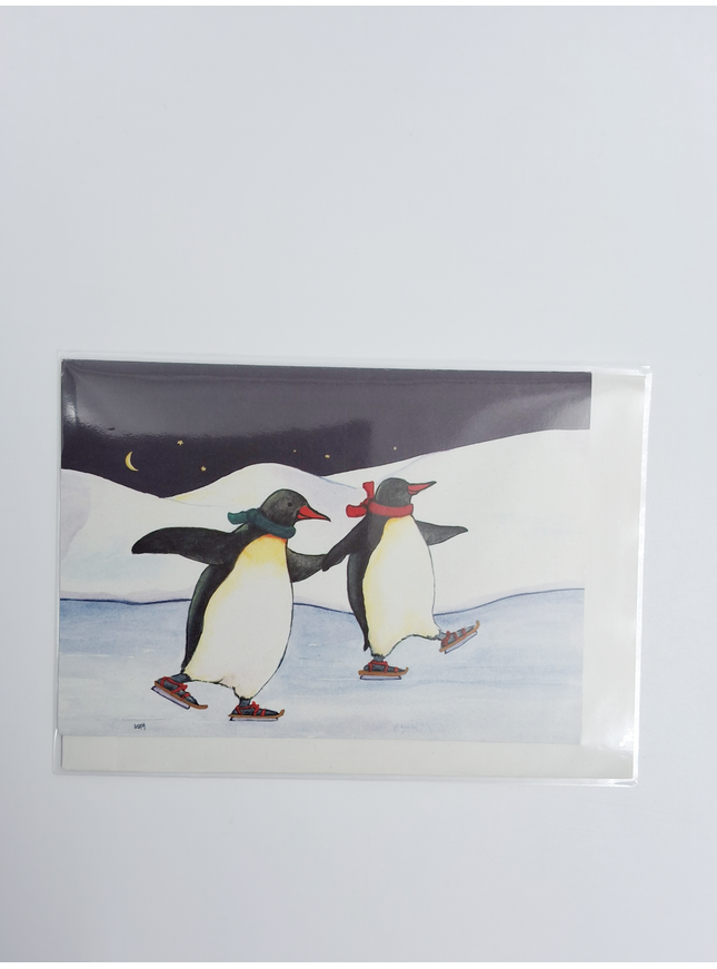 greeting card penguins skating