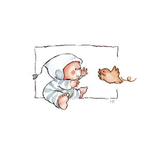 Wenskaart baby vogel