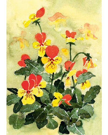 Wenskaart gele bosviooltjes