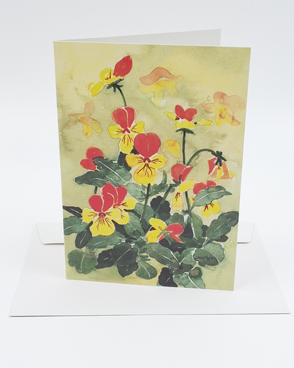 Wenskaart gele bosviooltjes