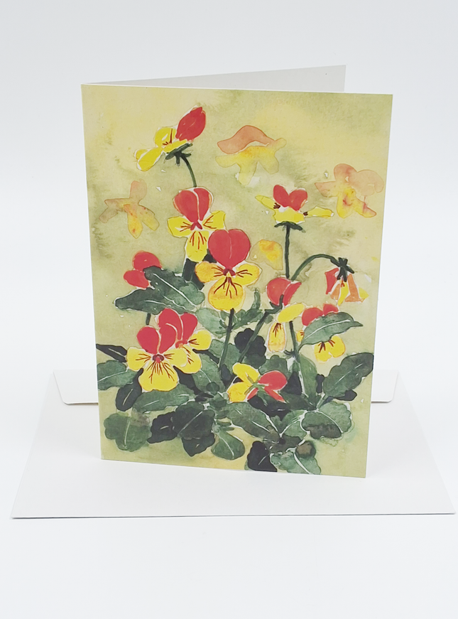 Wenskaart gele bosviooltjes