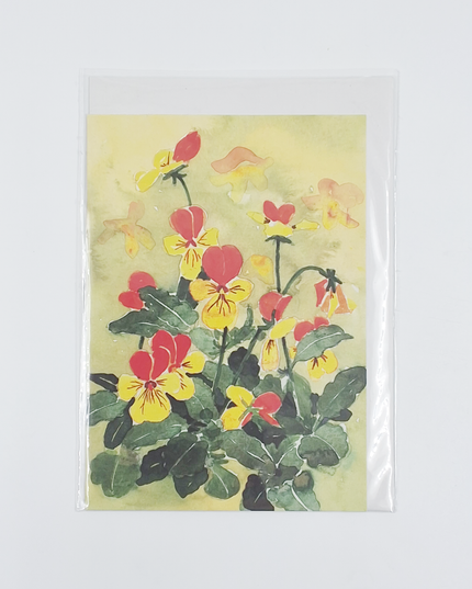 Wenskaart gele bosviooltjes