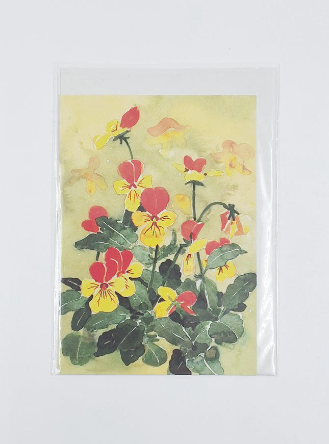 Wenskaart gele bosviooltjes