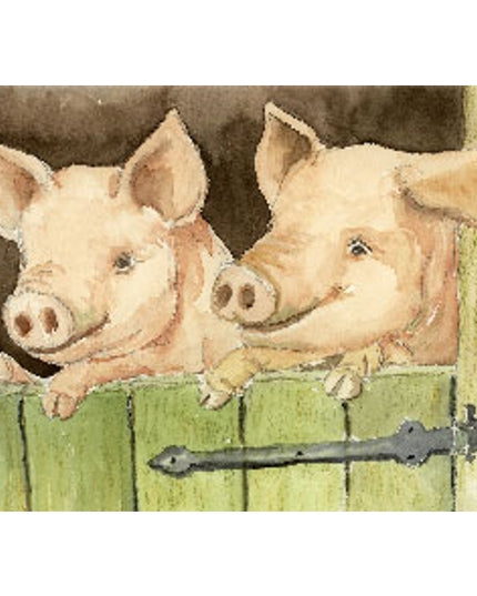 Wenskaart varkens deur