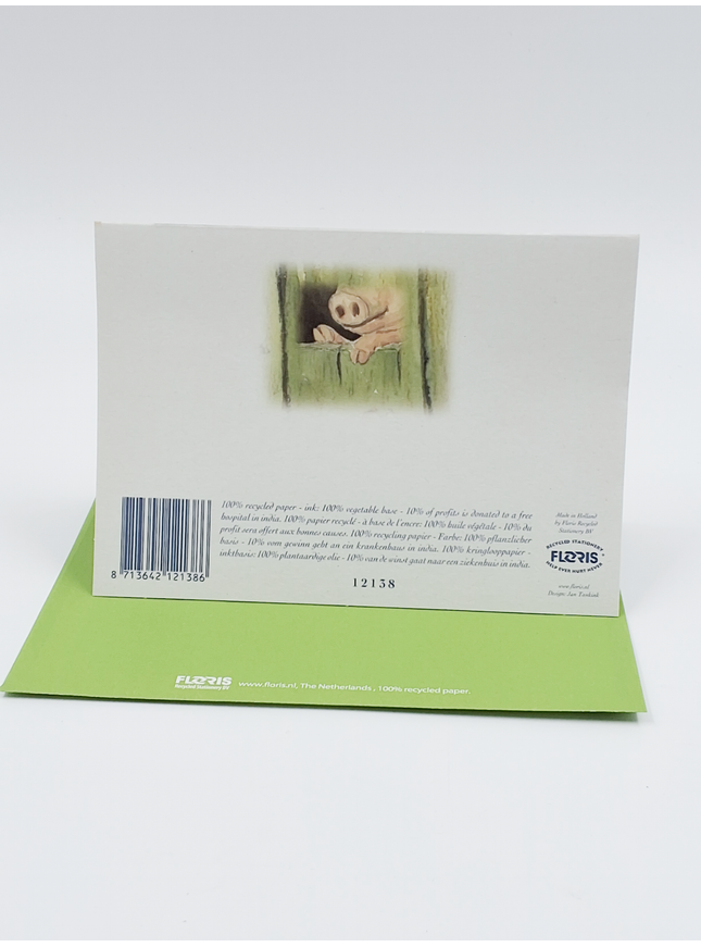 Wenskaart varkens deur