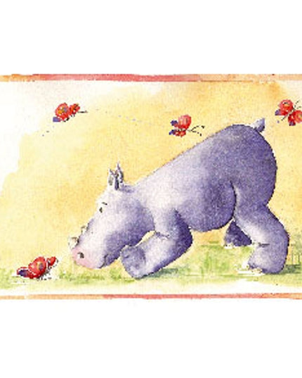 Wenskaart neushoorn vlinders