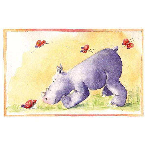 Wenskaart neushoorn vlinders