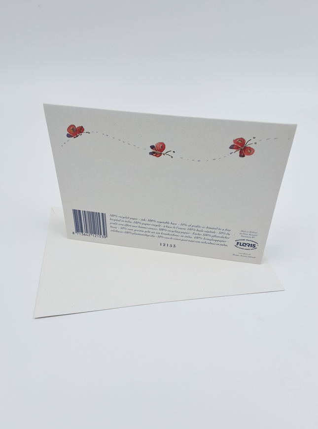 Wenskaart neushoorn vlinders