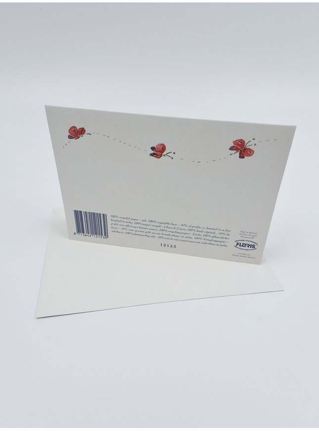 Greeting card rhinoceros butterflies