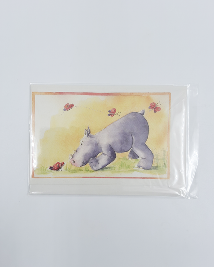 Wenskaart neushoorn vlinders