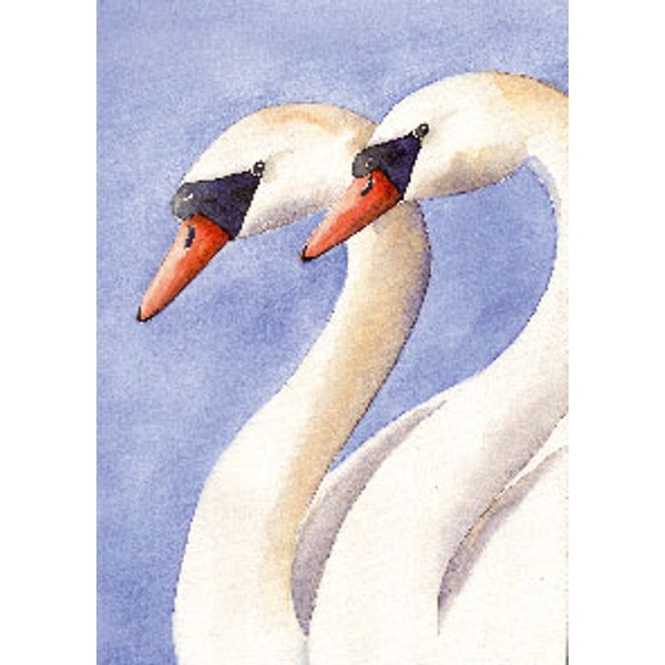 Wenskaart twee zwanen