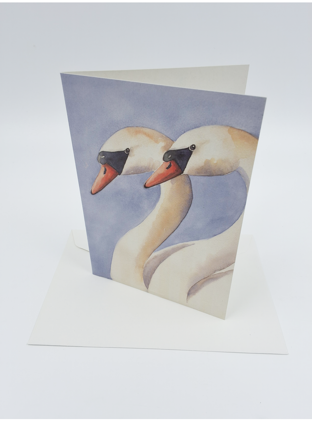 Wenskaart twee zwanen