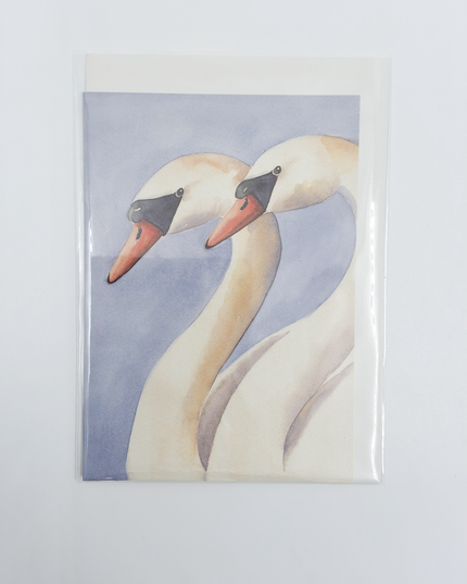 Wenskaart twee zwanen