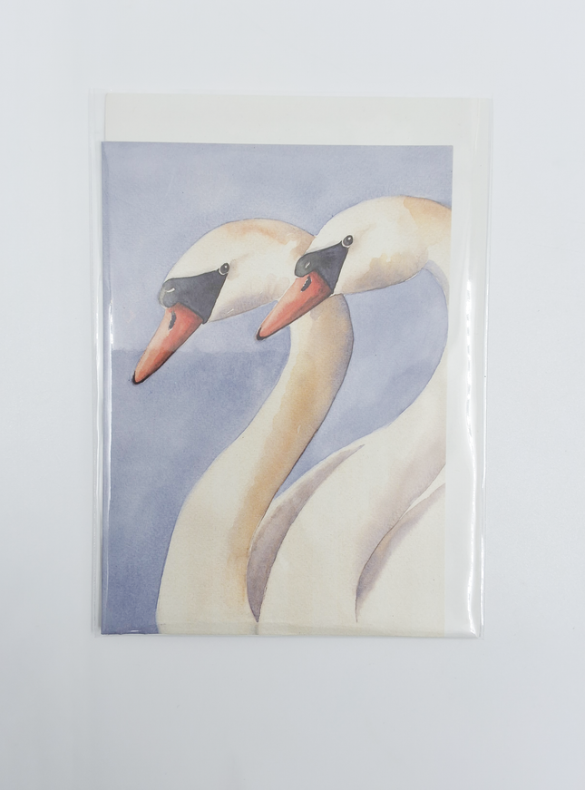 Wenskaart twee zwanen