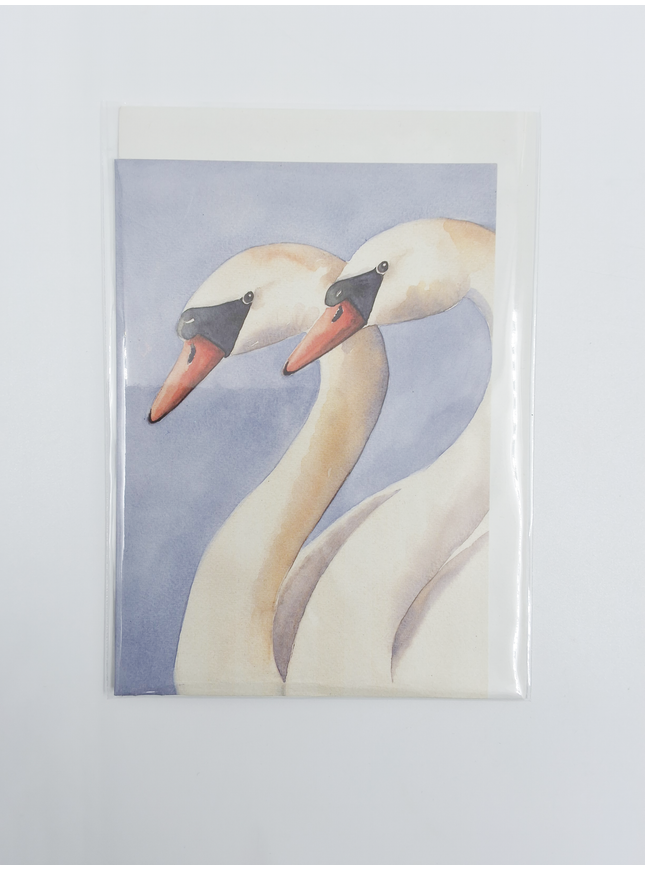 Wenskaart twee zwanen