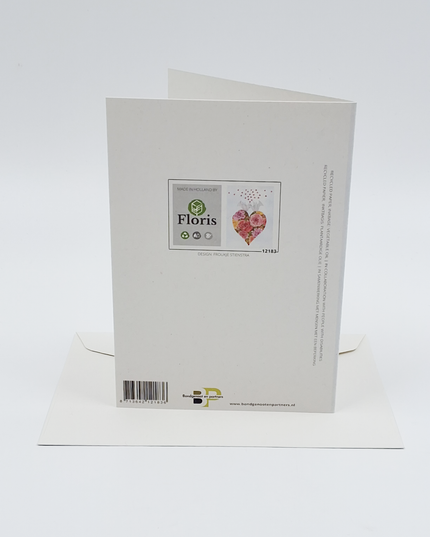 Wenskaart hartje, 2 duiven