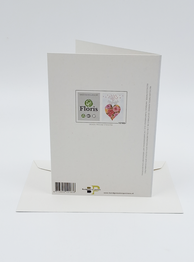 Wenskaart hartje, 2 duiven