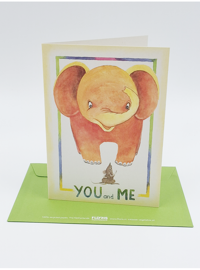 Greeting card elephant, you and me