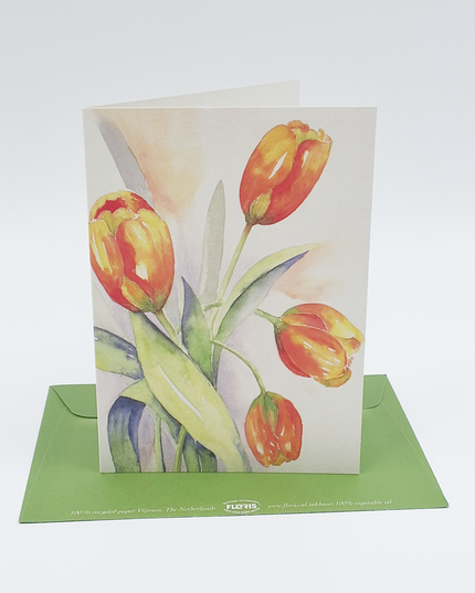 Wenskaart oranje tulpen