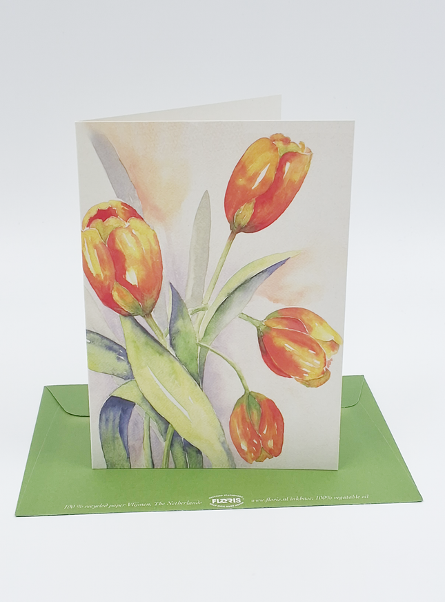 Wenskaart oranje tulpen